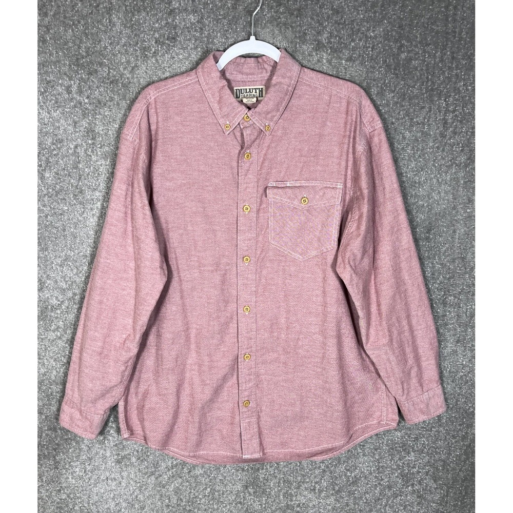 Duluth Trading Iron Mountain Oxford Button Down Shirt Mens Size Large Red Pocket